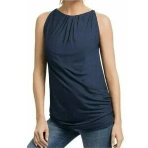 CABI Fifth Avenue Vintage  Draped Halter Tank Top Navy Sz S #786
